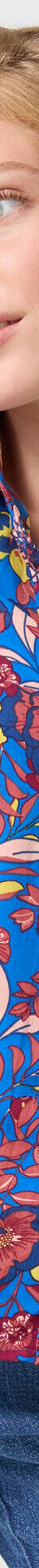 Chemisier boutonné imprimé fleurs (bleu / rose) Chemisier boutonné imprimé fleurs (bleu / rose)